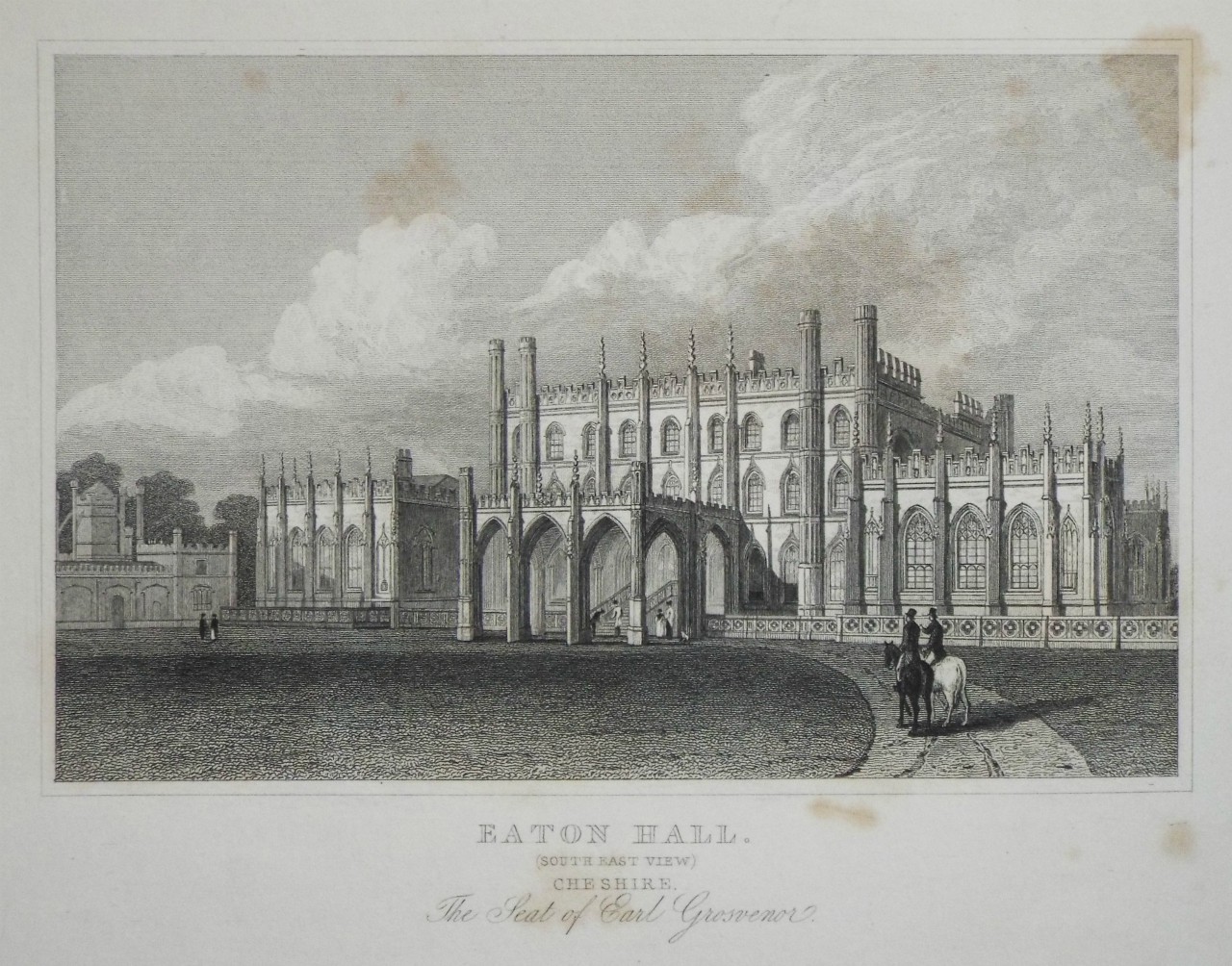 Print - Eaton Hall, (South East View) Cheshire. The Seat of Earl Grosvenor. - Radclyffe
