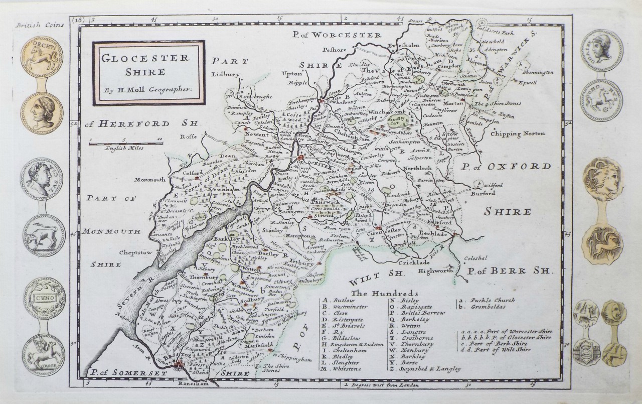 Map of Gloucestershire - Moll