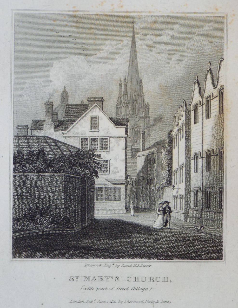 Print - St. Mary's Church. (with part of Oriel College.) - Storer