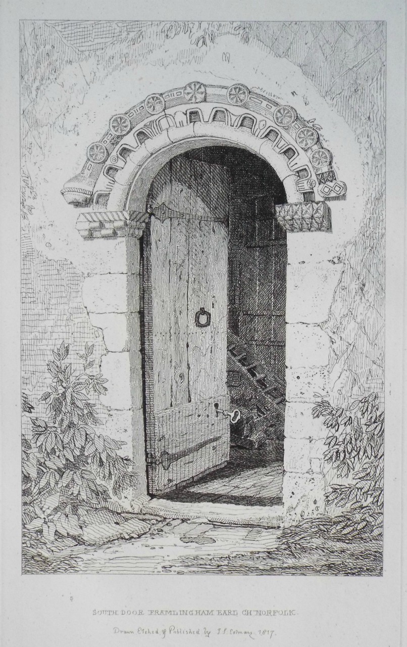 Etching - South Door, Framlingham Earl Ch. Norfolk. - Cotman