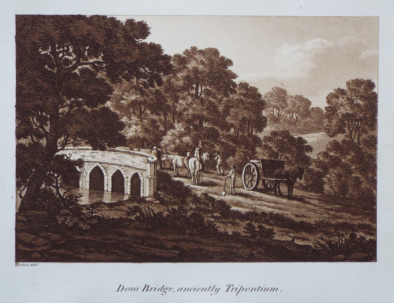 Aquatint - Dow Bridge, anciently Tripontium. - Ireland