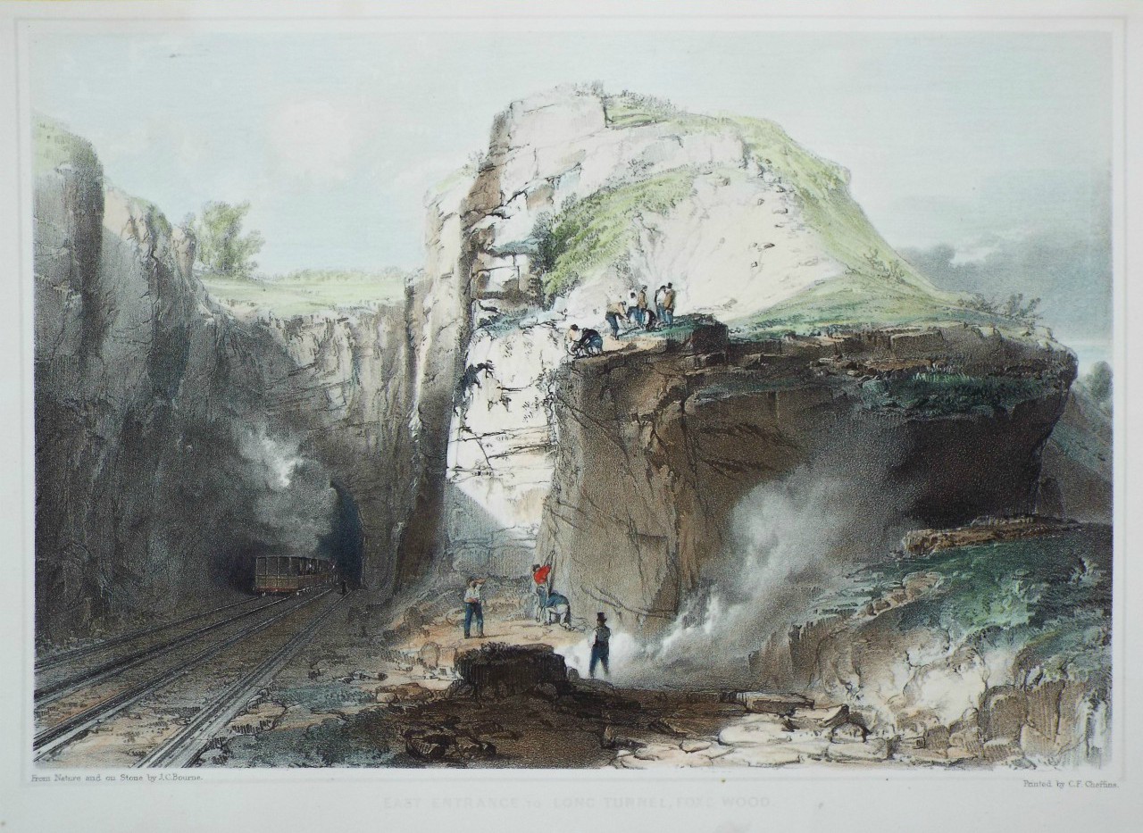 Lithograph - East Entrance to Long Tunnel, Fox's Wood - Bourne