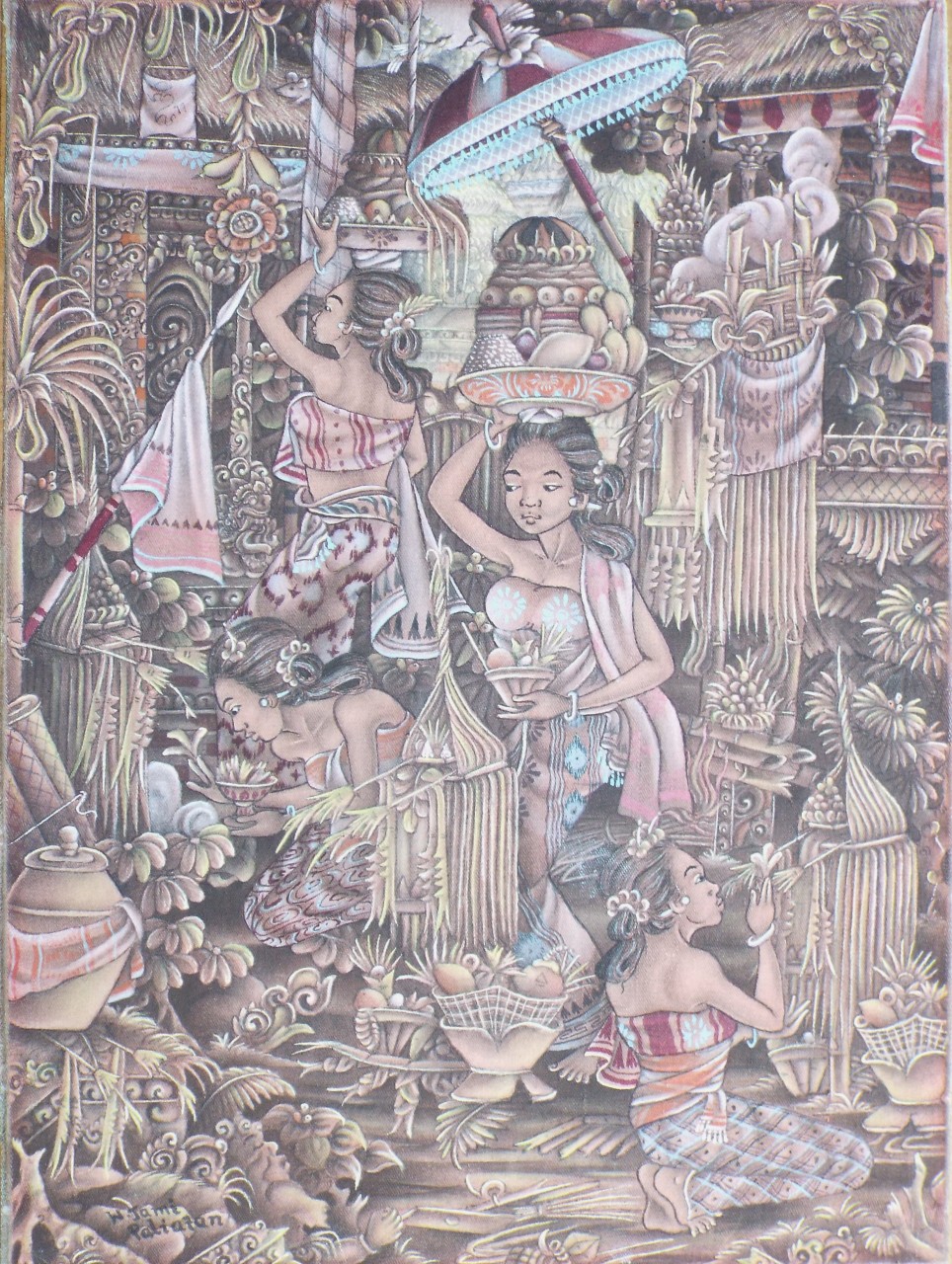 Watercolour - Balinese Batuan school painting