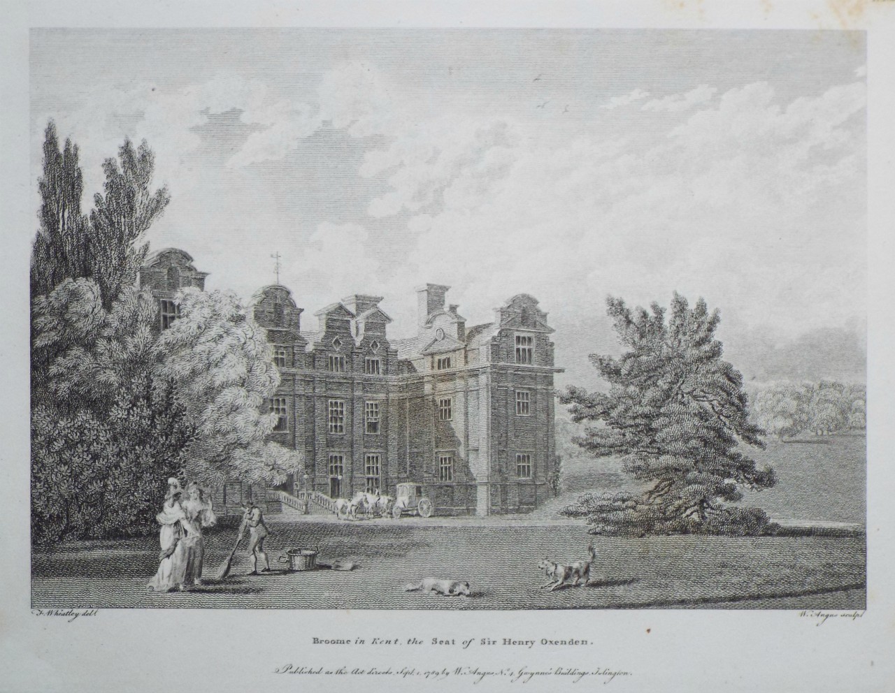 Print - Broome in Kent, the Seat of Sir Henry Oxenden. - Angus