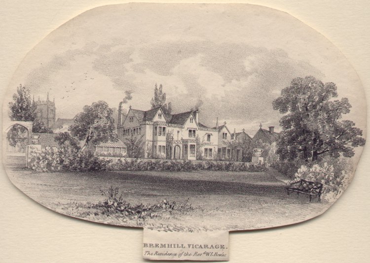 Lithograph - Bremhill Vicarage. The Residence of the Rev.W.L.Bowles