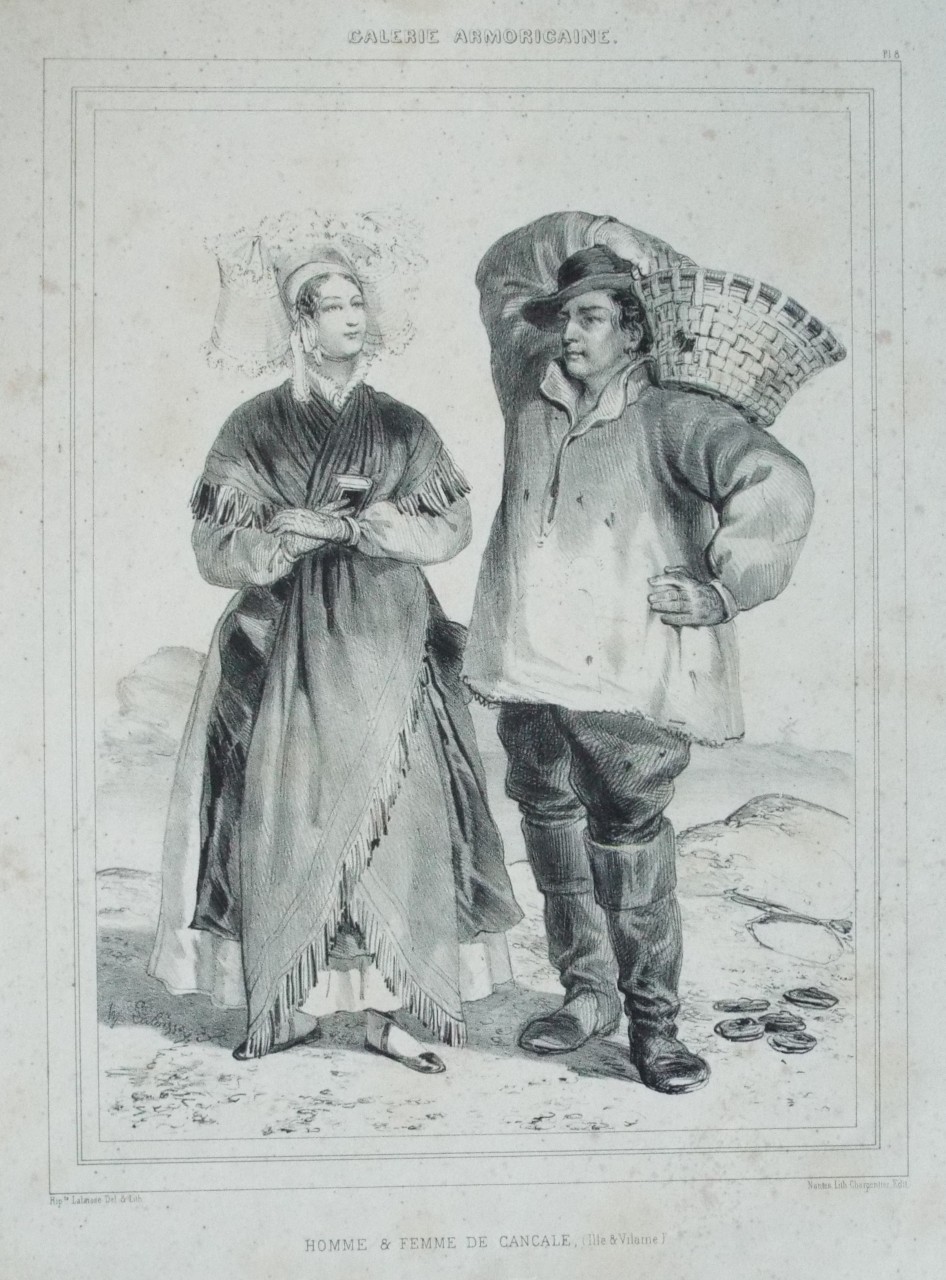 Lithograph - Homme et Femme de Cancale, (Ille et Vilaine) - Lalaise