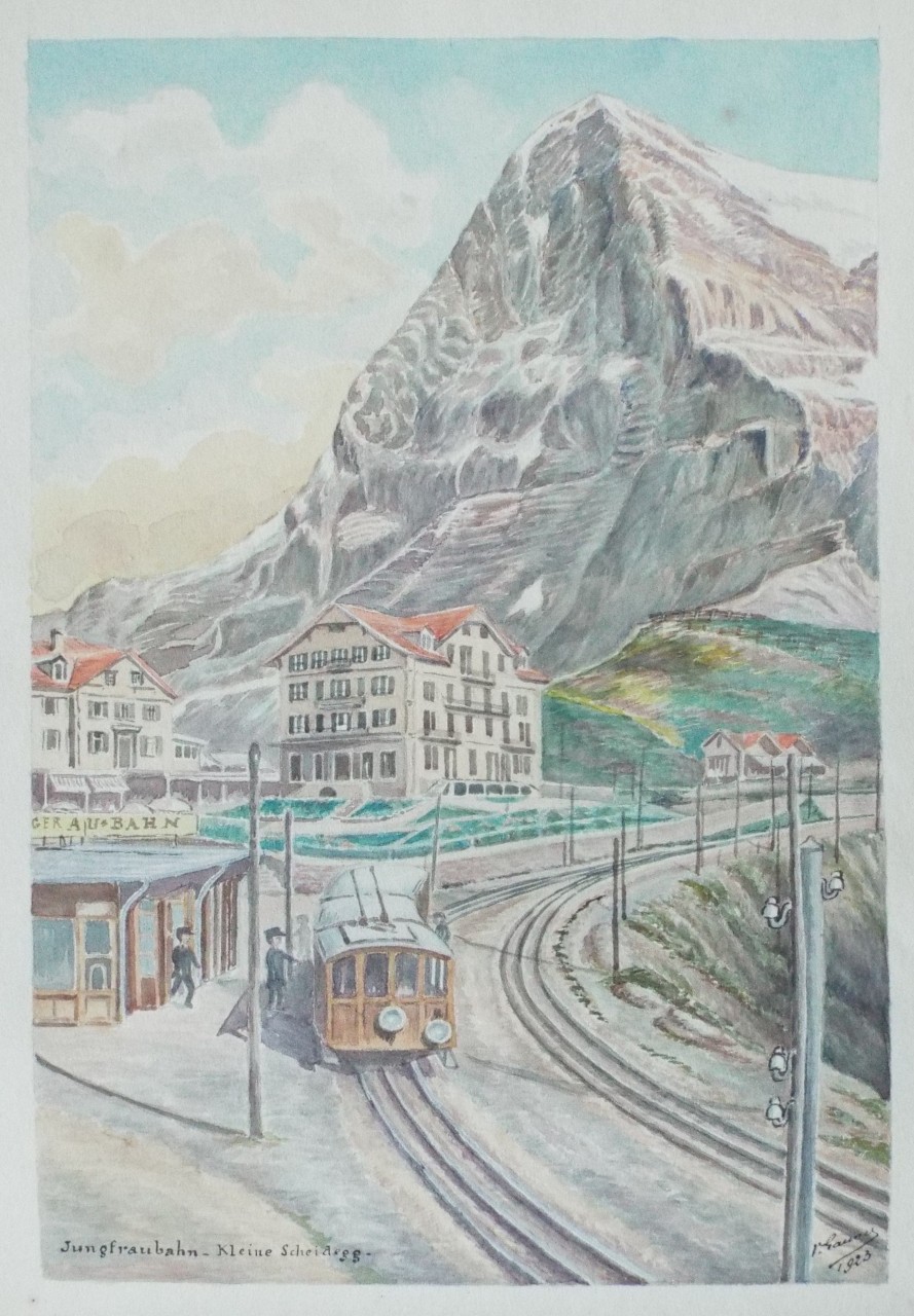 Watercolour - Jungfraubahn - Kleine Scheidegg.