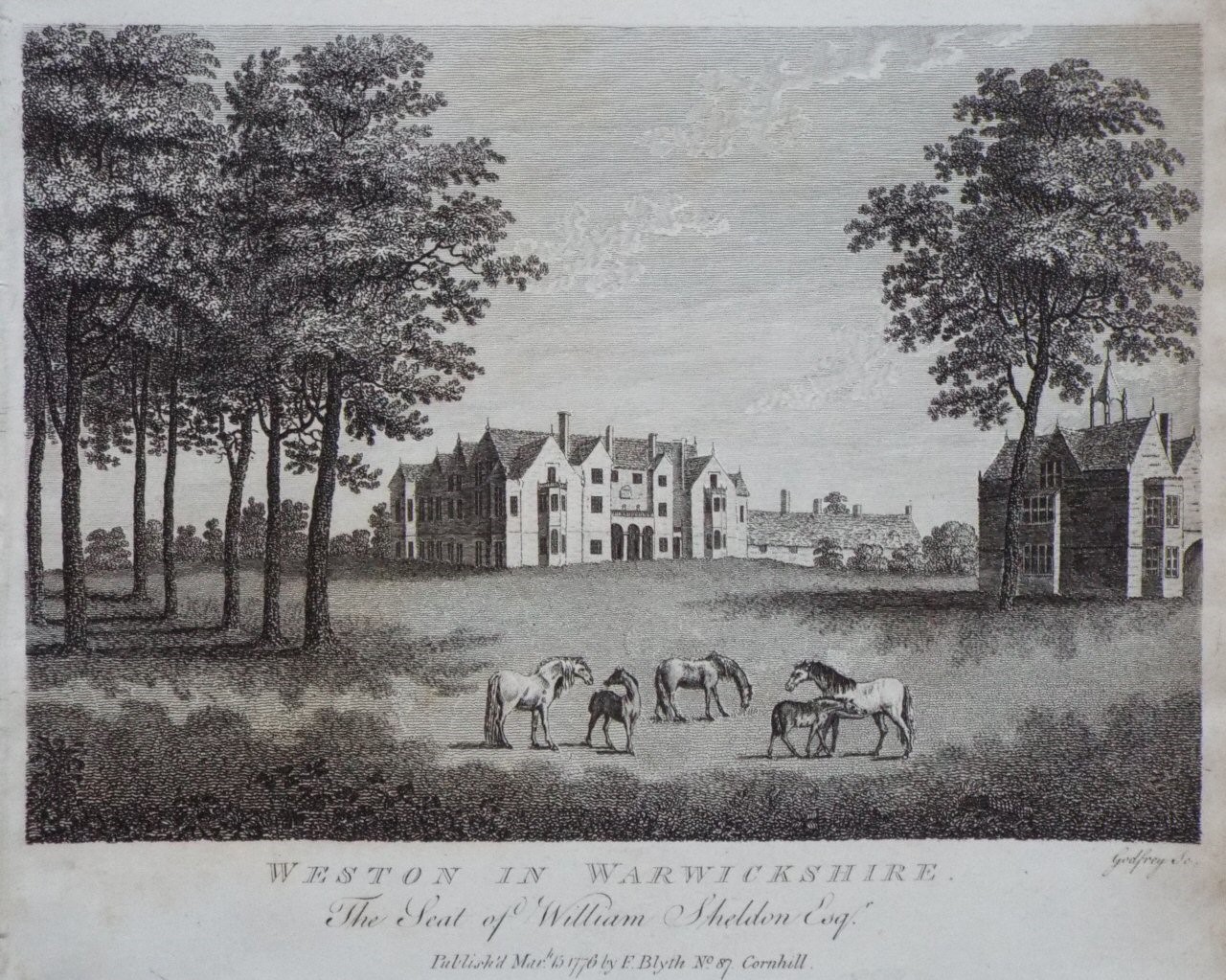 Print - Weston in Warwickshire, The Seat of William Sheldon Esqr. - 