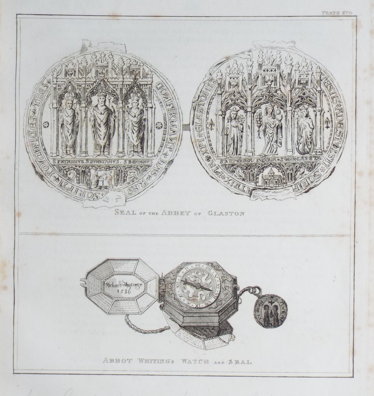 Print - Seal of the Abbey of Glaston. 
Abbot Whiting's Watch and Seal
