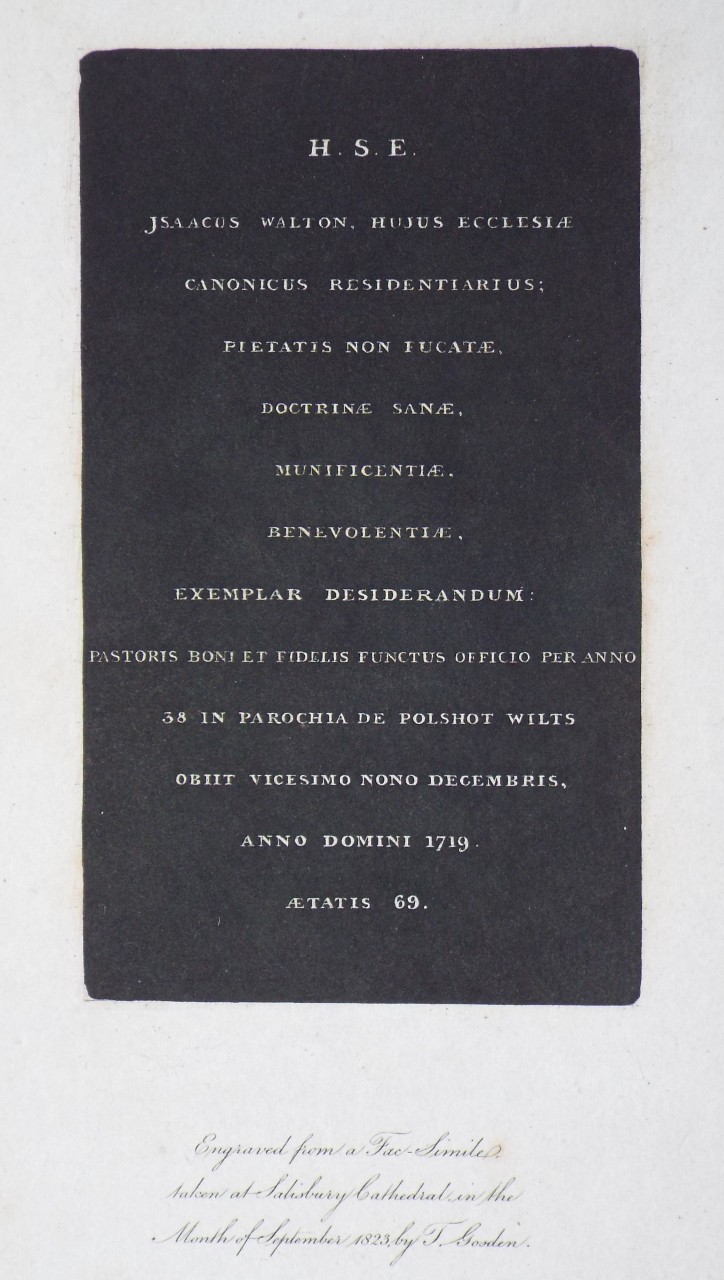 Print - H. S. E. Jsaacus Walton, Hujus Ecclesiae ... - 