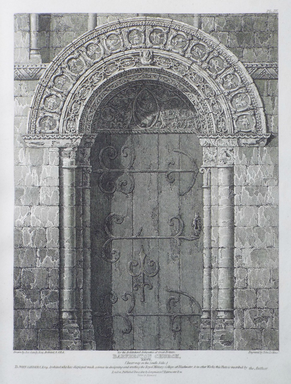 Print - Barfreston Church, Kent. (Door-way on the South Side.) - Le