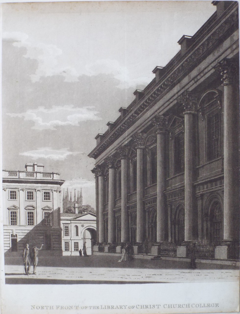 Aquatint - North Front of the Library of Christ Church College - Malton