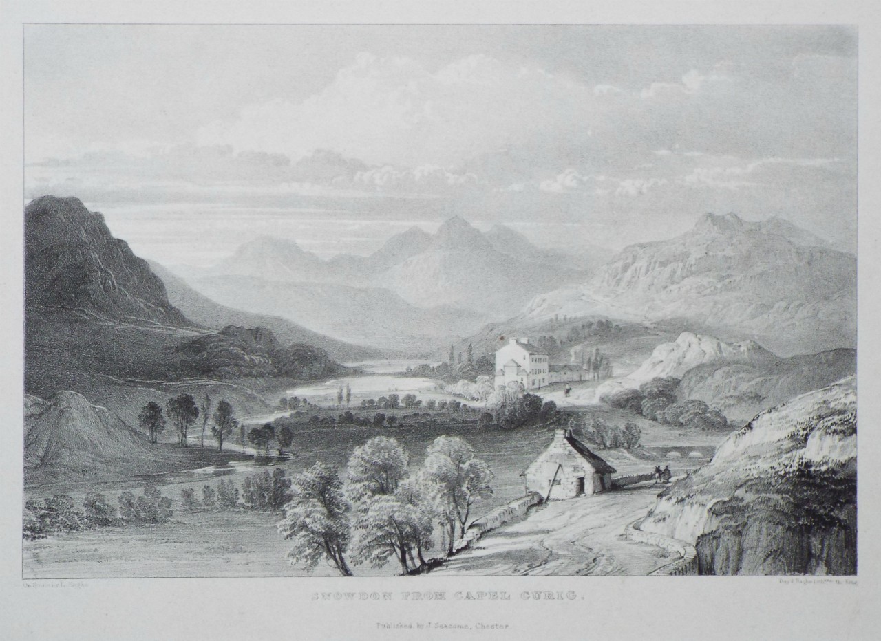 Lithograph - Snowdon from Capel Curig. - Haghe