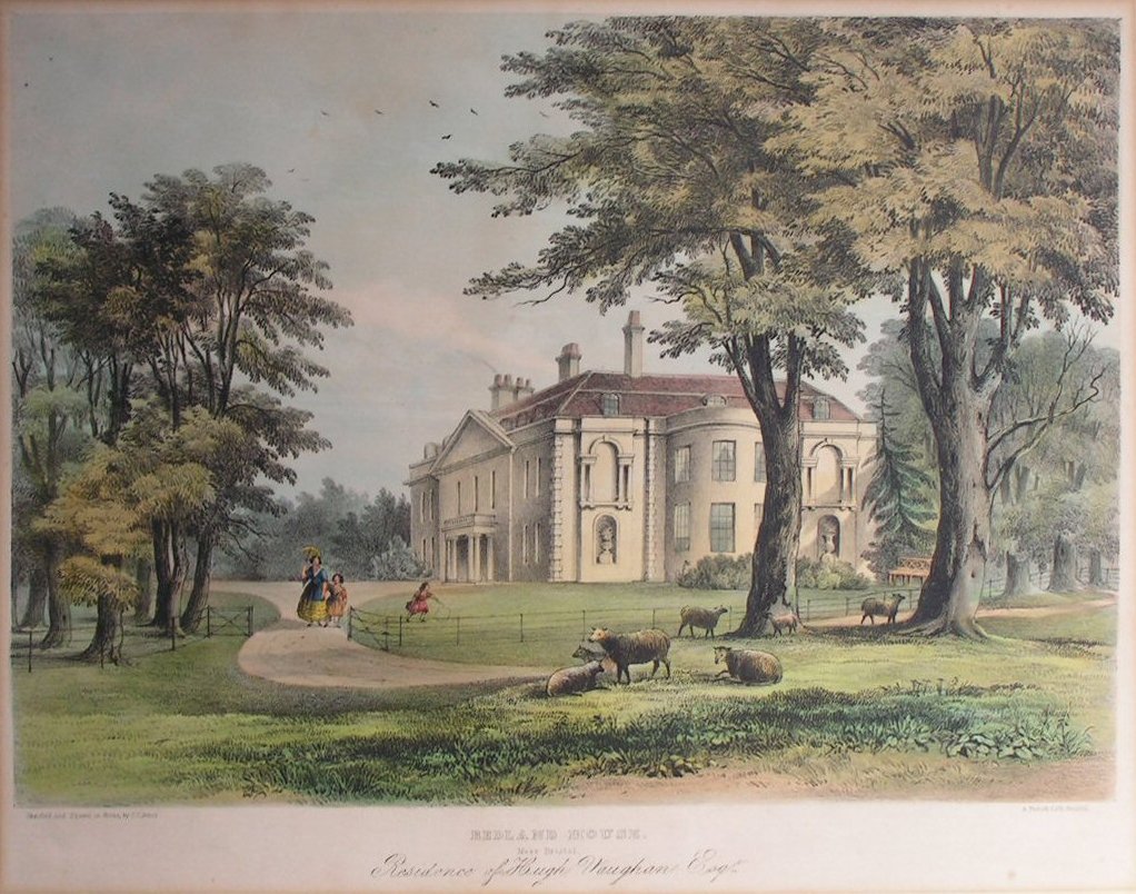 Lithograph - Redland House Near Bristol Residence of Hugh Vaughan Esqr - Pocock