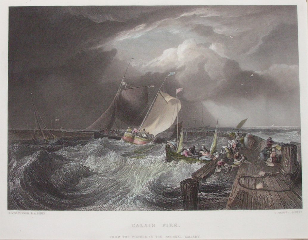 Print - Calais Pier. From the Picture in the Natonal Gallery. - Cousen