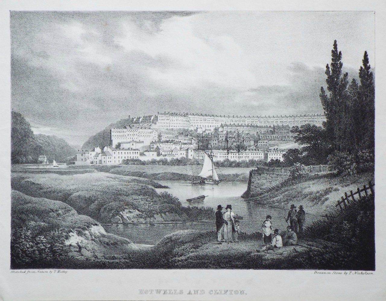 Lithograph - Hotwells and Clifton. - Nicholson