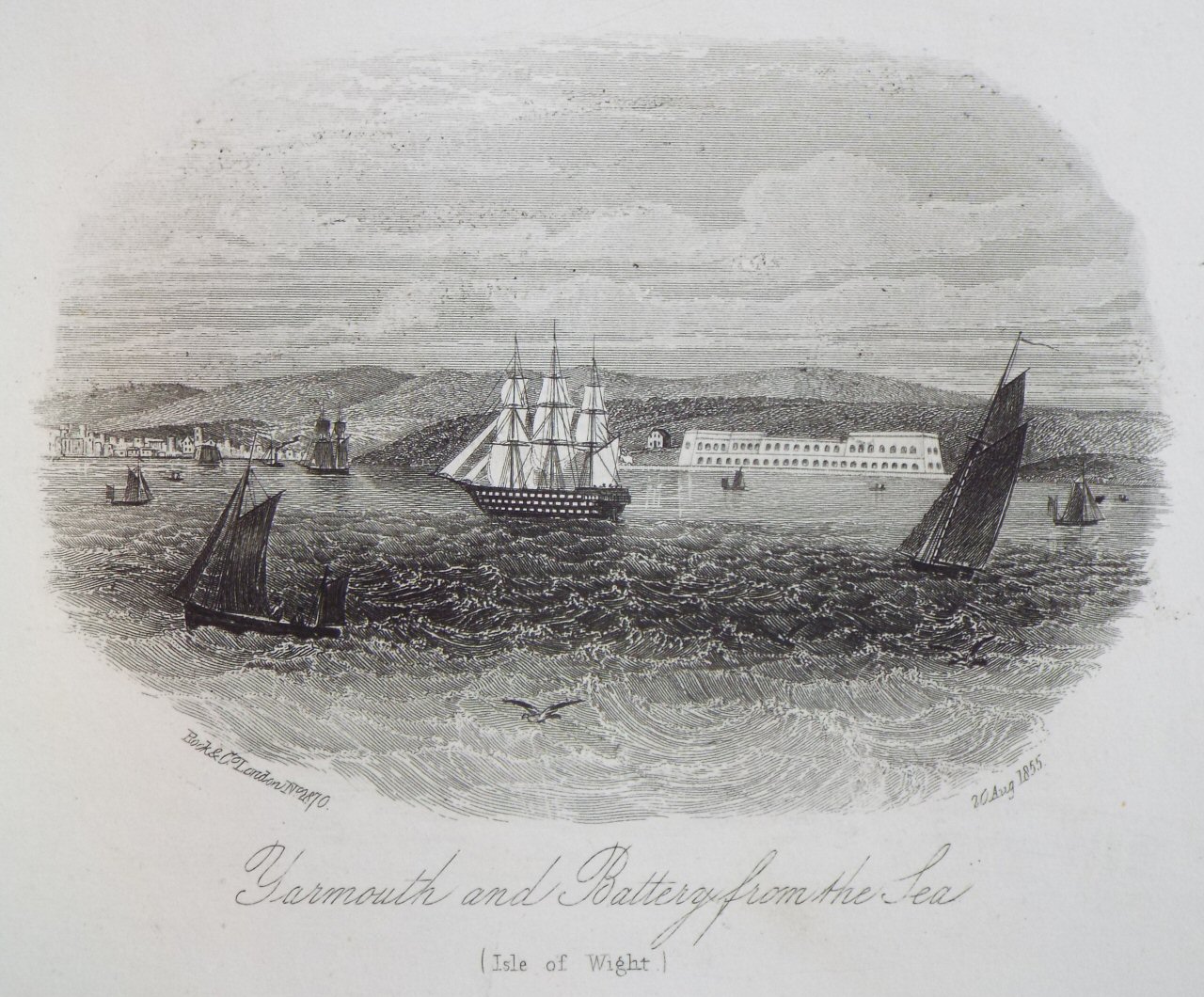 Steel Vignette - Yarmouth and Battery, from the Sea. - Rock