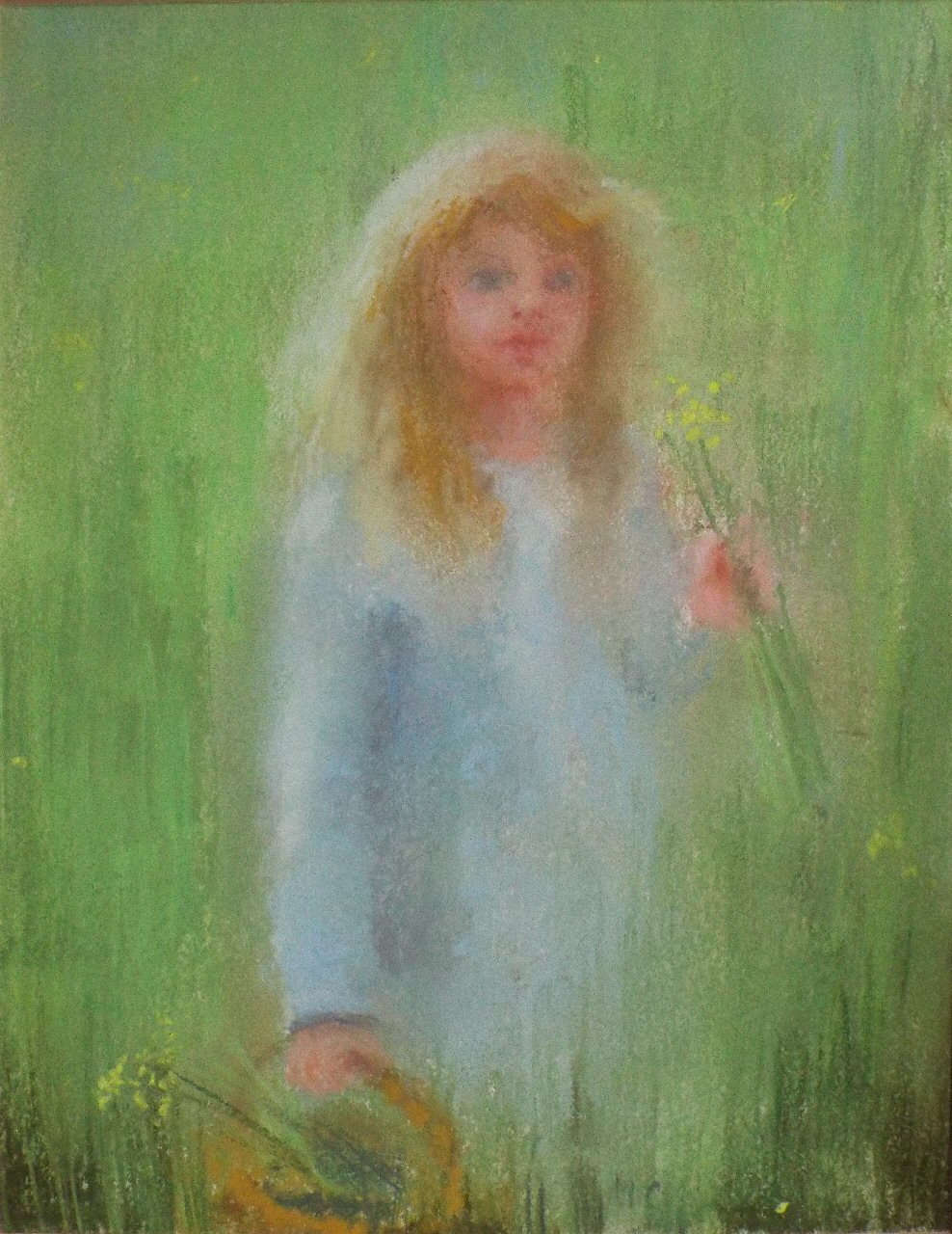 Watercolour - (Girl holding daffodills)