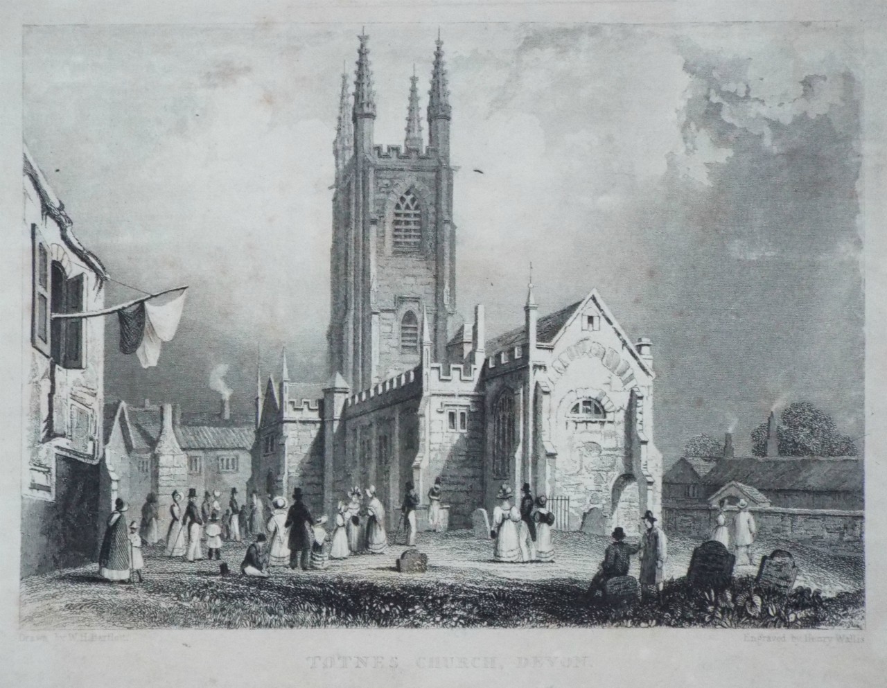 Print - Totnes Church, Devon. - Wallis