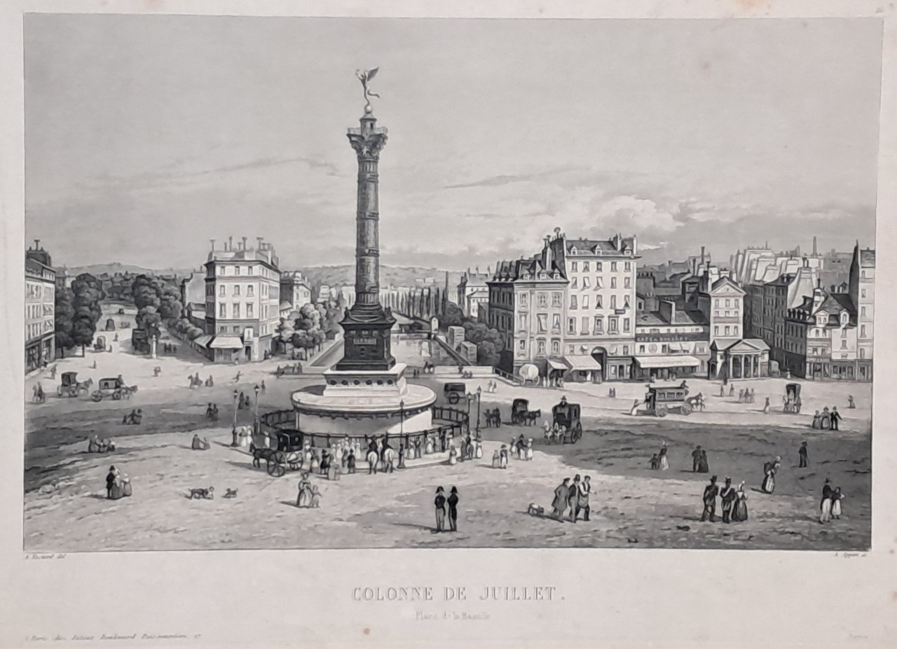 Aquatint - Colonne de Juillet. Place de la Bastille - Appert