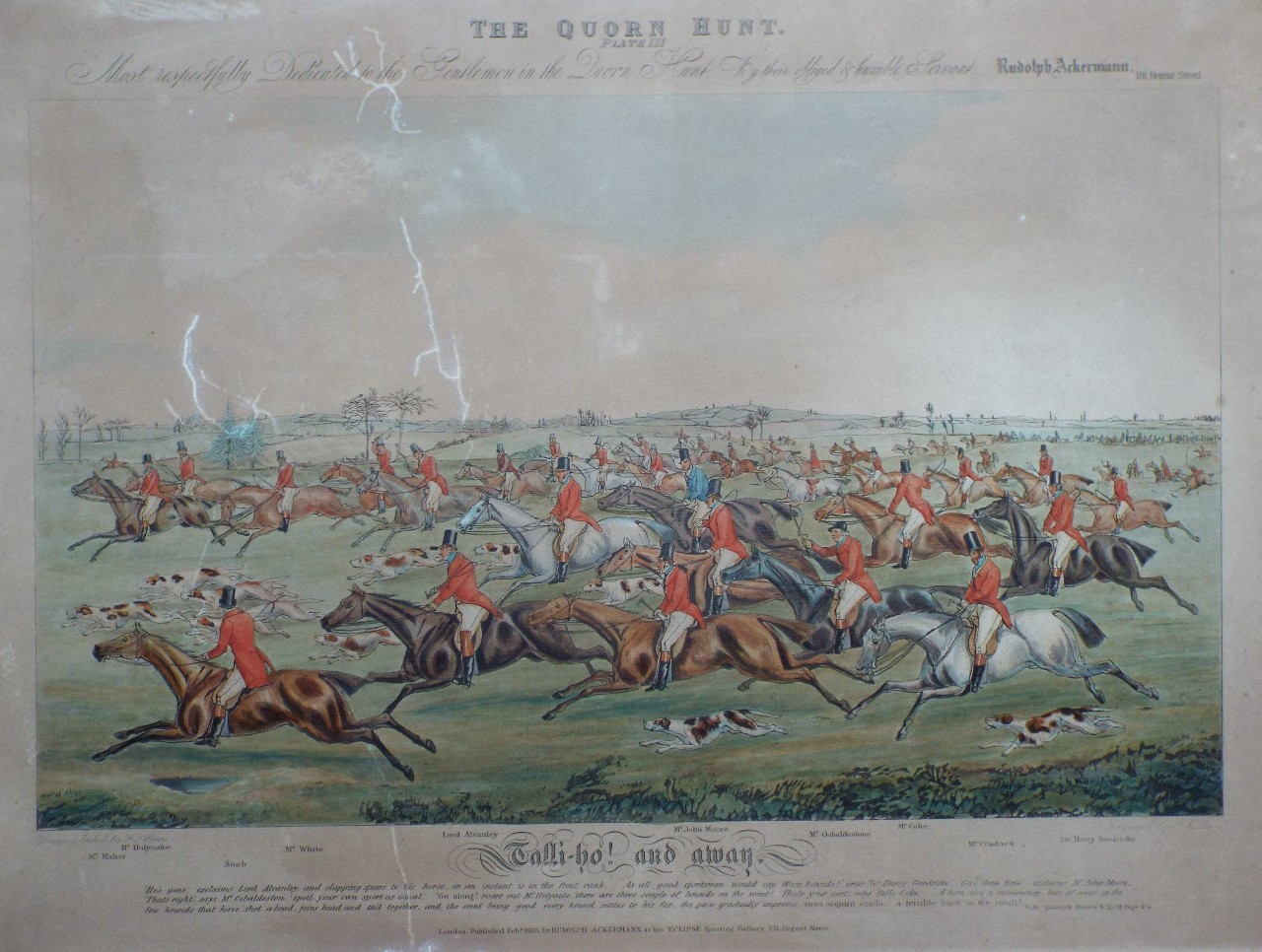 Aquatint - Quorn Hunt Plate III. Talli-ho! and away. - Lewis