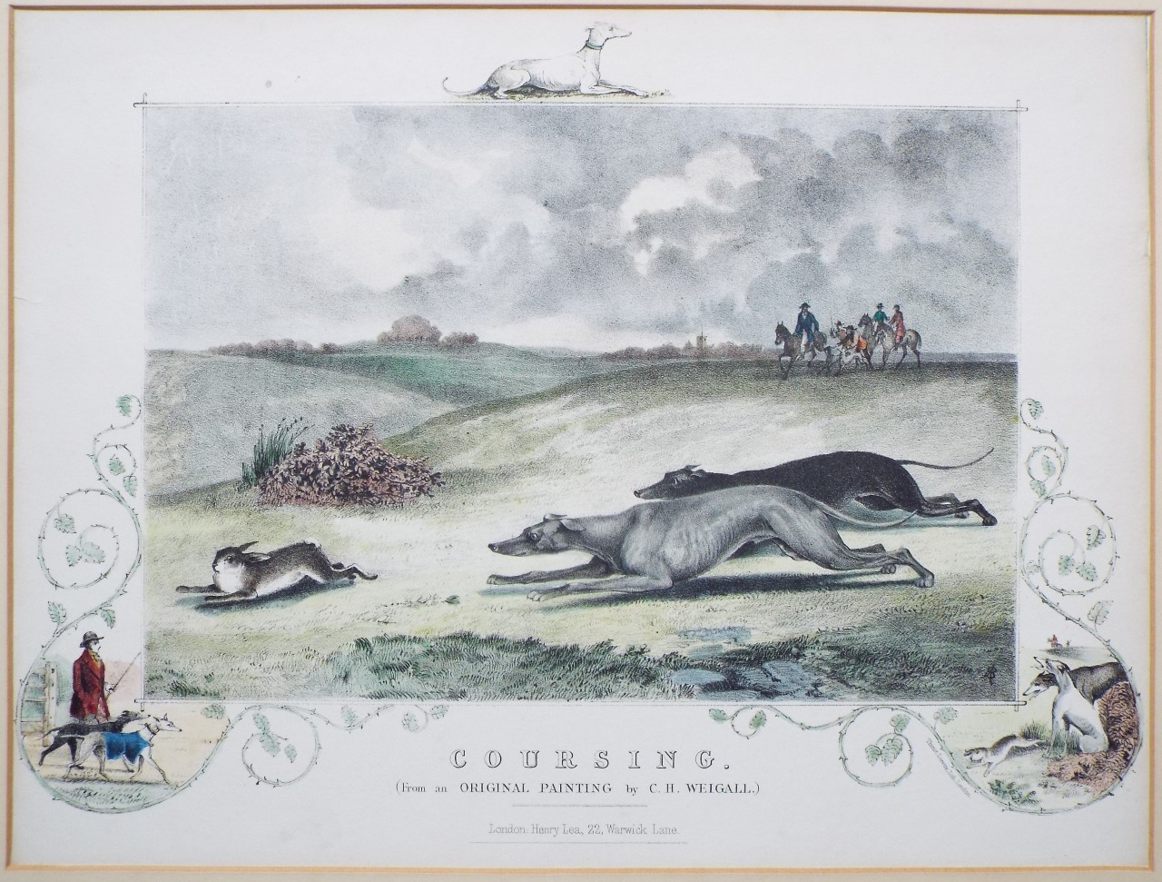 Lithograph - Coursing. (From an Original Painting by C. H. Weigall.)