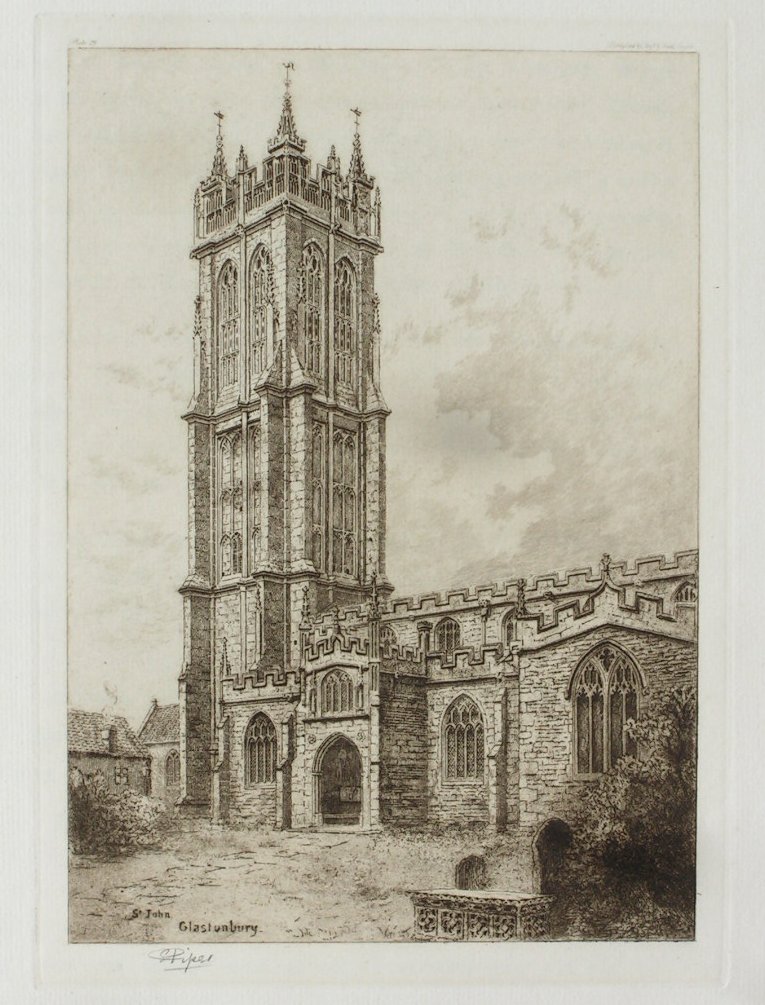 Etching - St. John the Baptist, Glastonbury - Piper