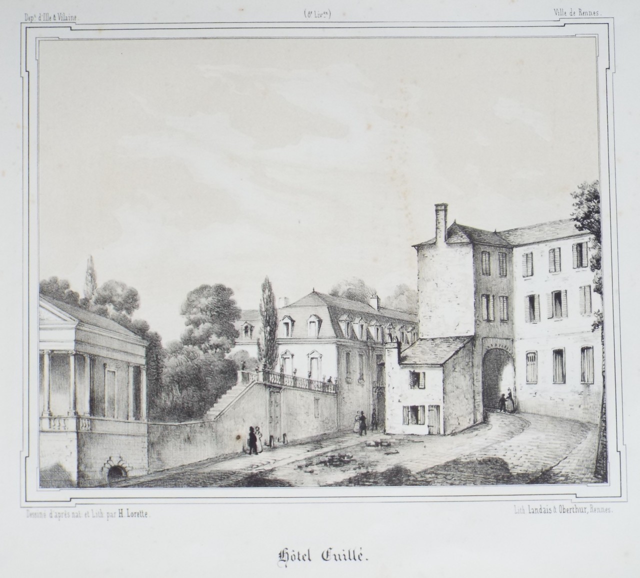 Lithograph - Hotel Cuille. - Lorette