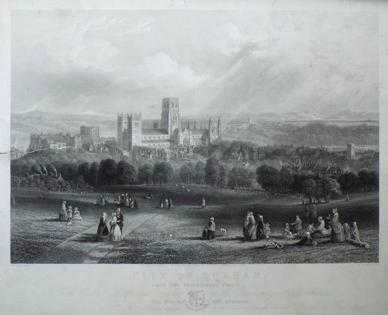 Print - City of Durham, from the Observatory Fields. - Willmore