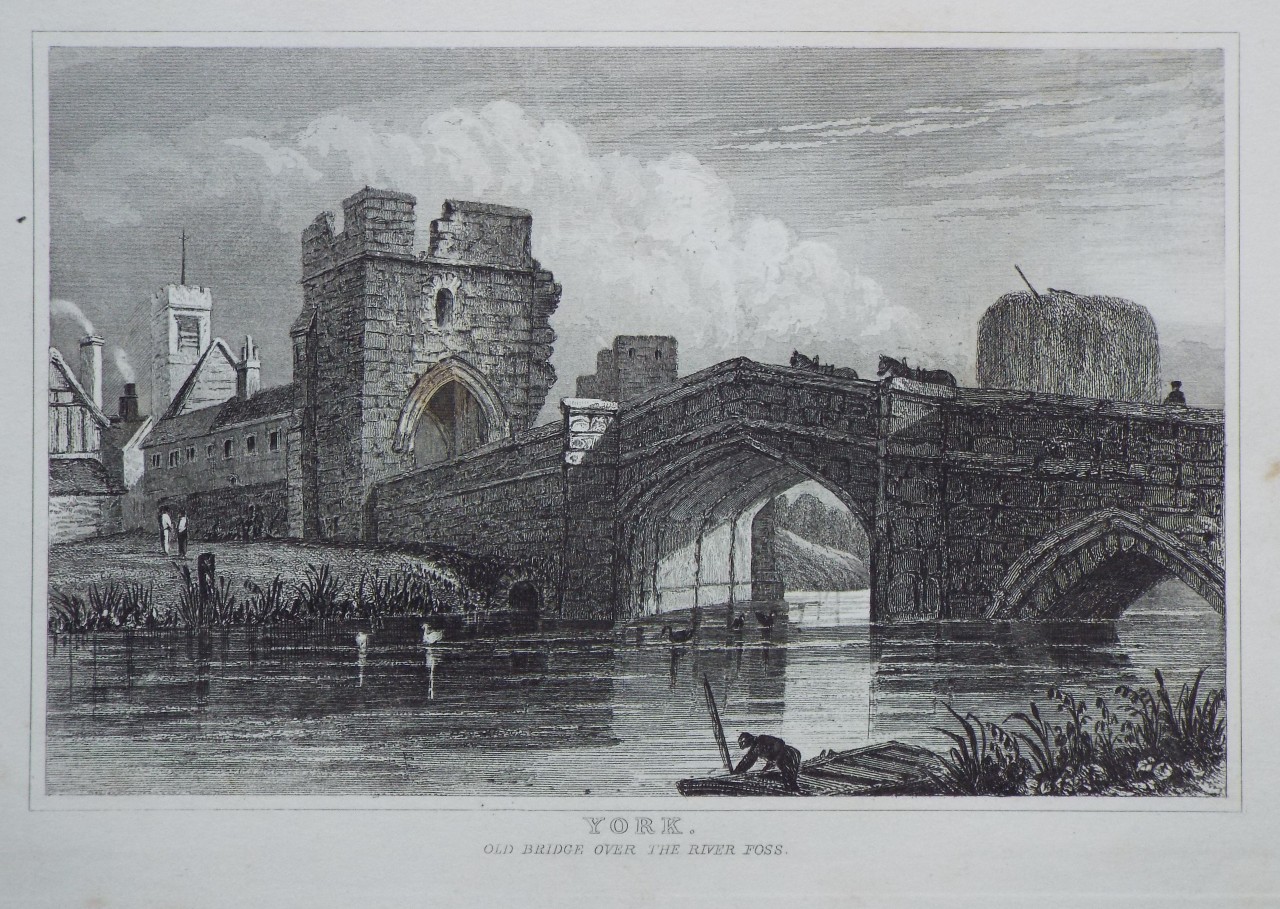 Print - York. Old Bridge over the River Foss.