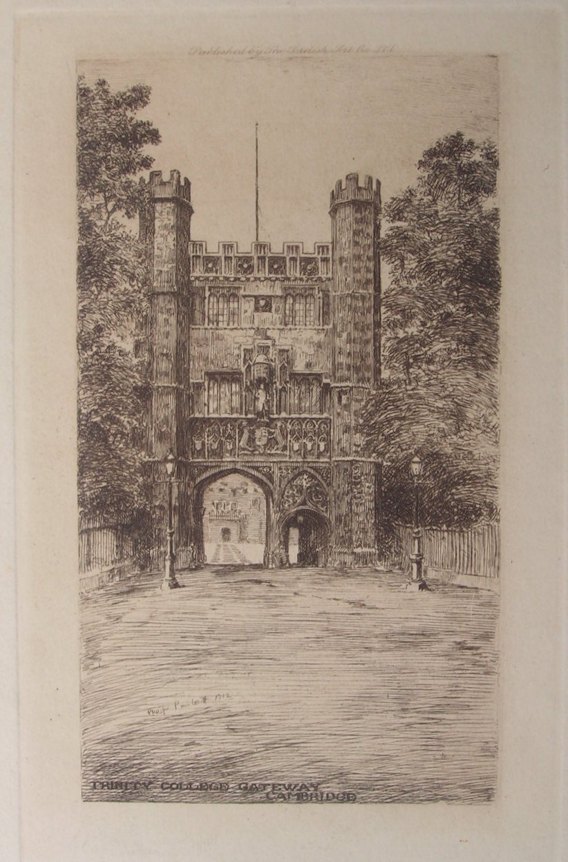 Etching - Trinity College Gateway, Cambridge - Pimlott