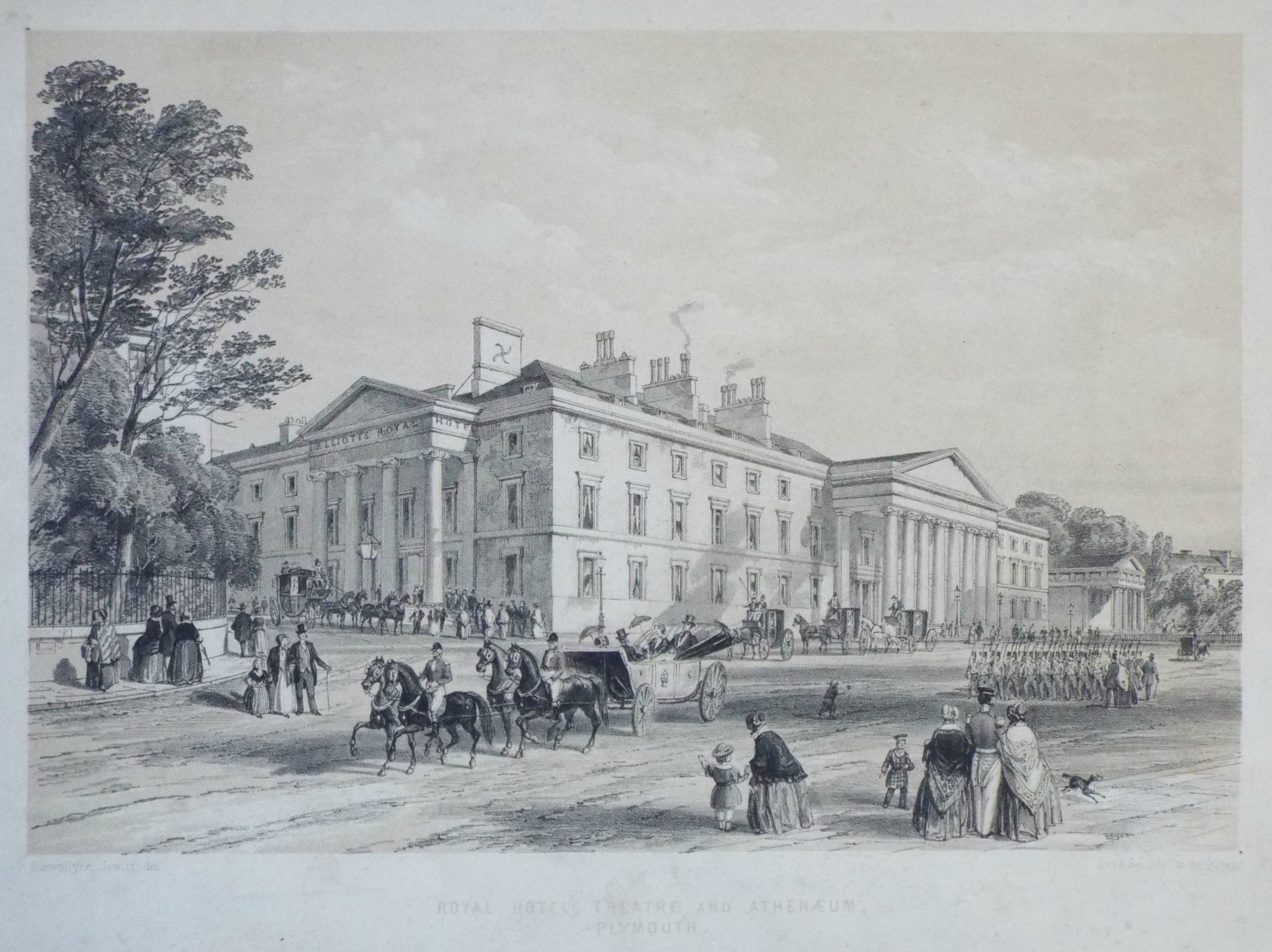 Lithograph - Royal Hotel, Theatre and Athenaeum, Plymouth.