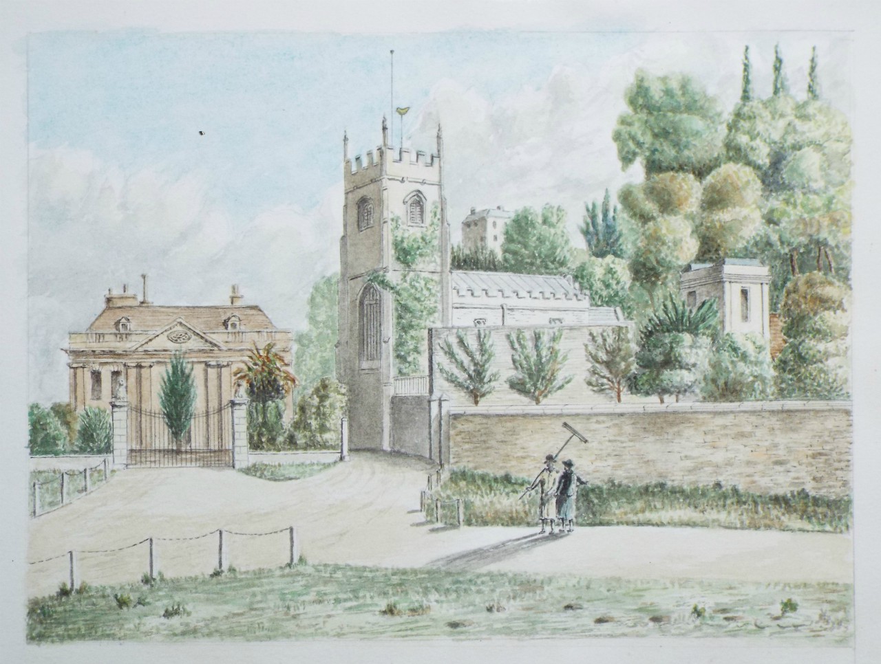 Watercolour - Widcombe Church and Manor