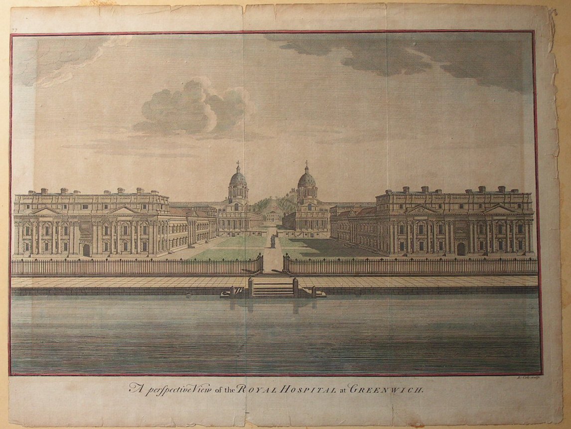 Print - A Perspective View of the Royal Hospital at Greenwich. - Cole