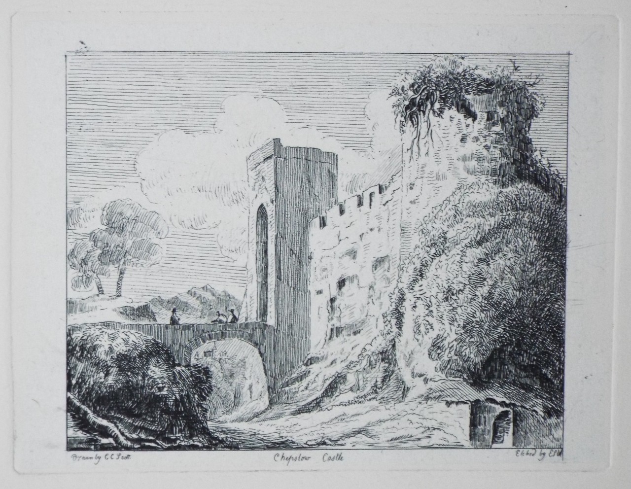 Etching - Chepstow Castle - Wilkinson