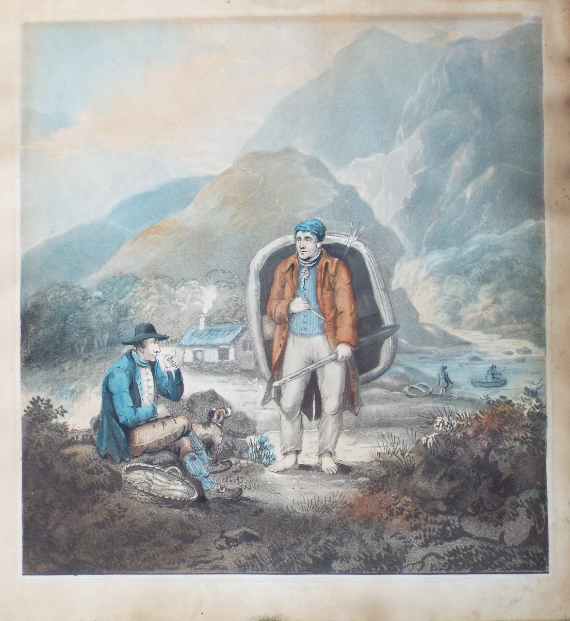 Aquatint - Coracle Fishing - Harding
