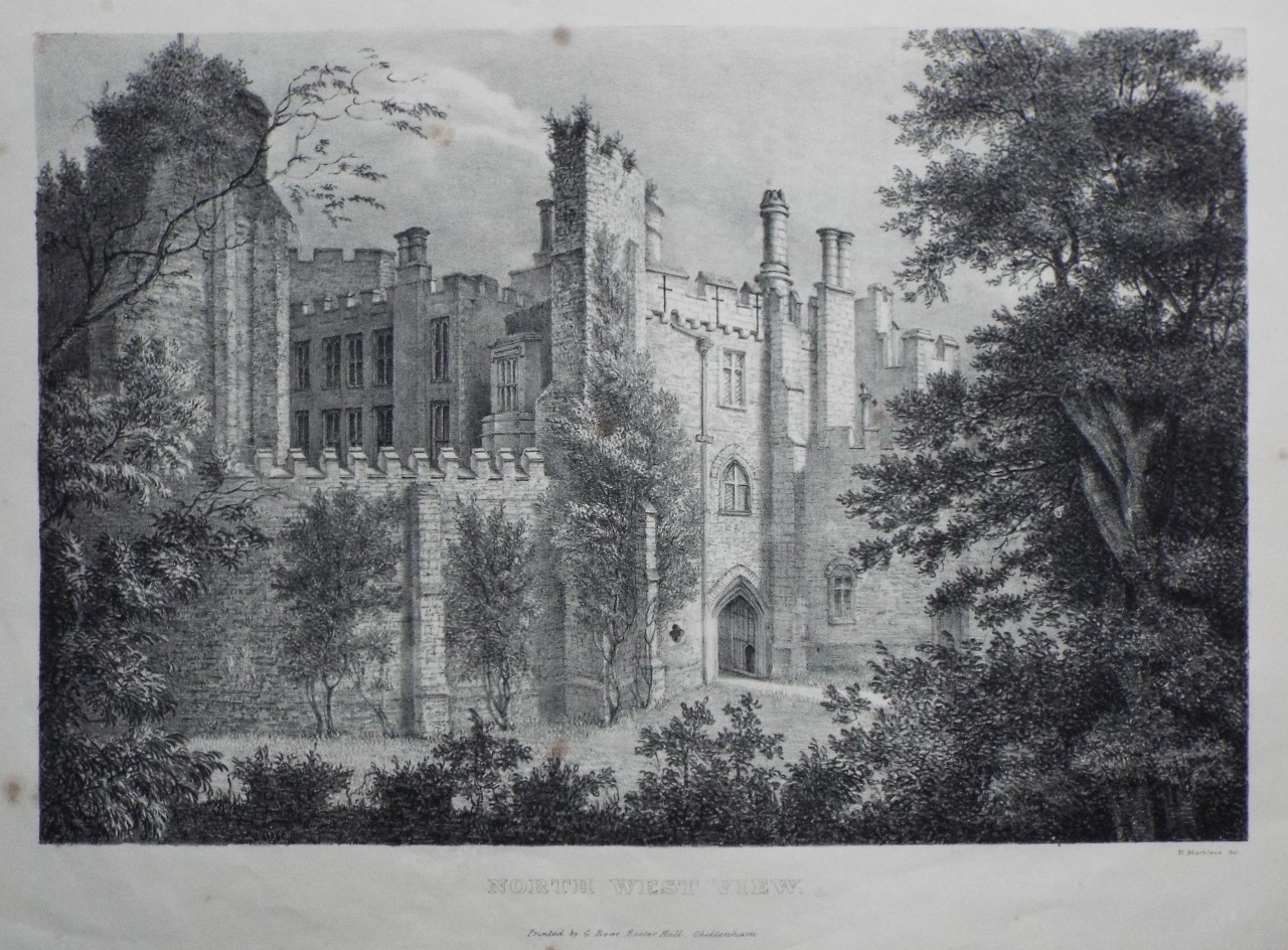 Lithograph - North West View (of Berkeley Castle) - Marklove