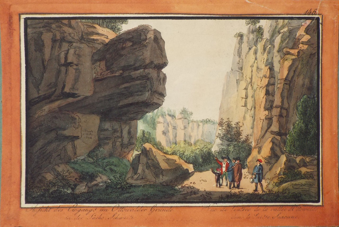 Aquatint - Ansicht des Engans im Ottowalder Grande
Vue de l'entree de la vallee d'Ottowalde