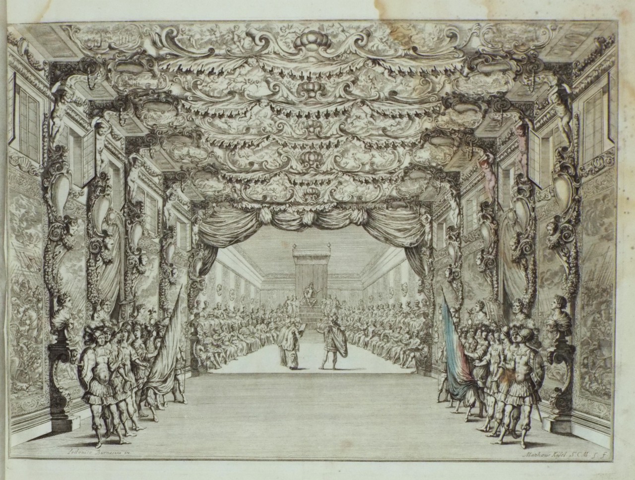 Etching - Stage Design for Il Fuoco Eterno - 2 A Royal Court - Kusel