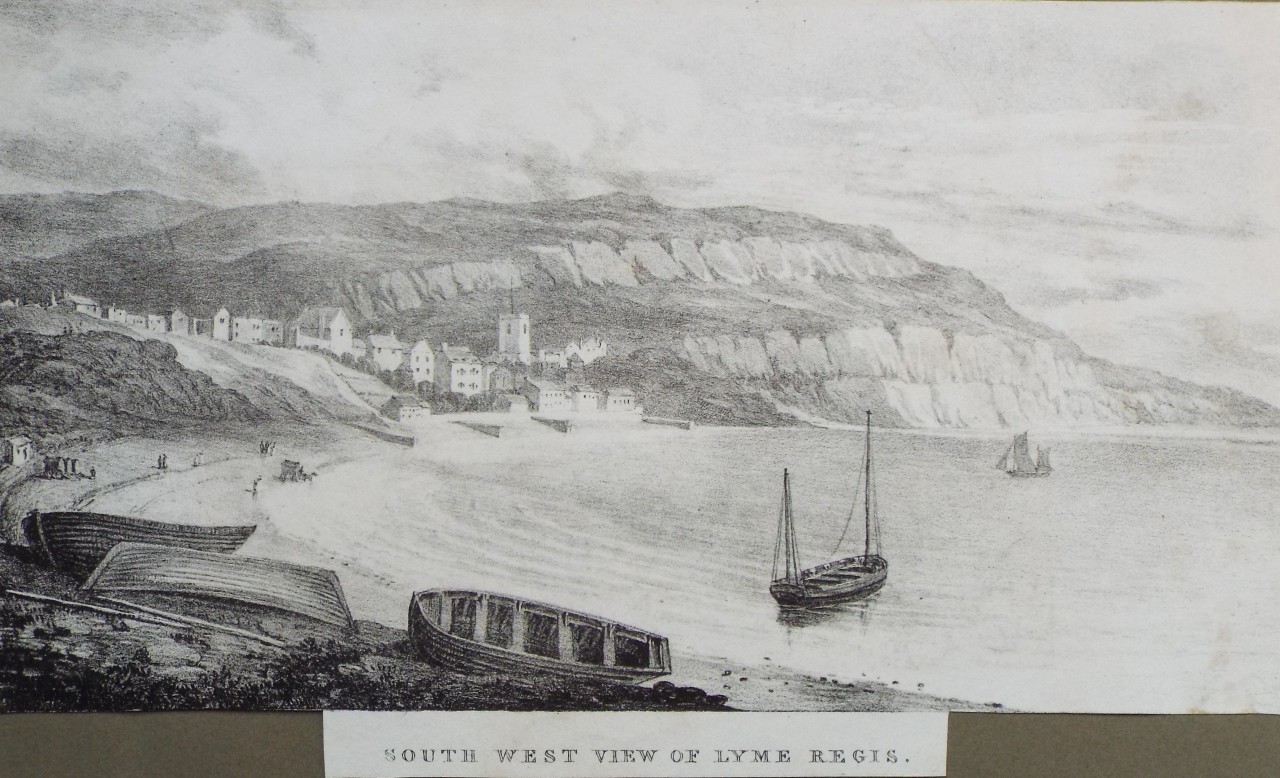 Lithograph - South West View of Lyme Regis