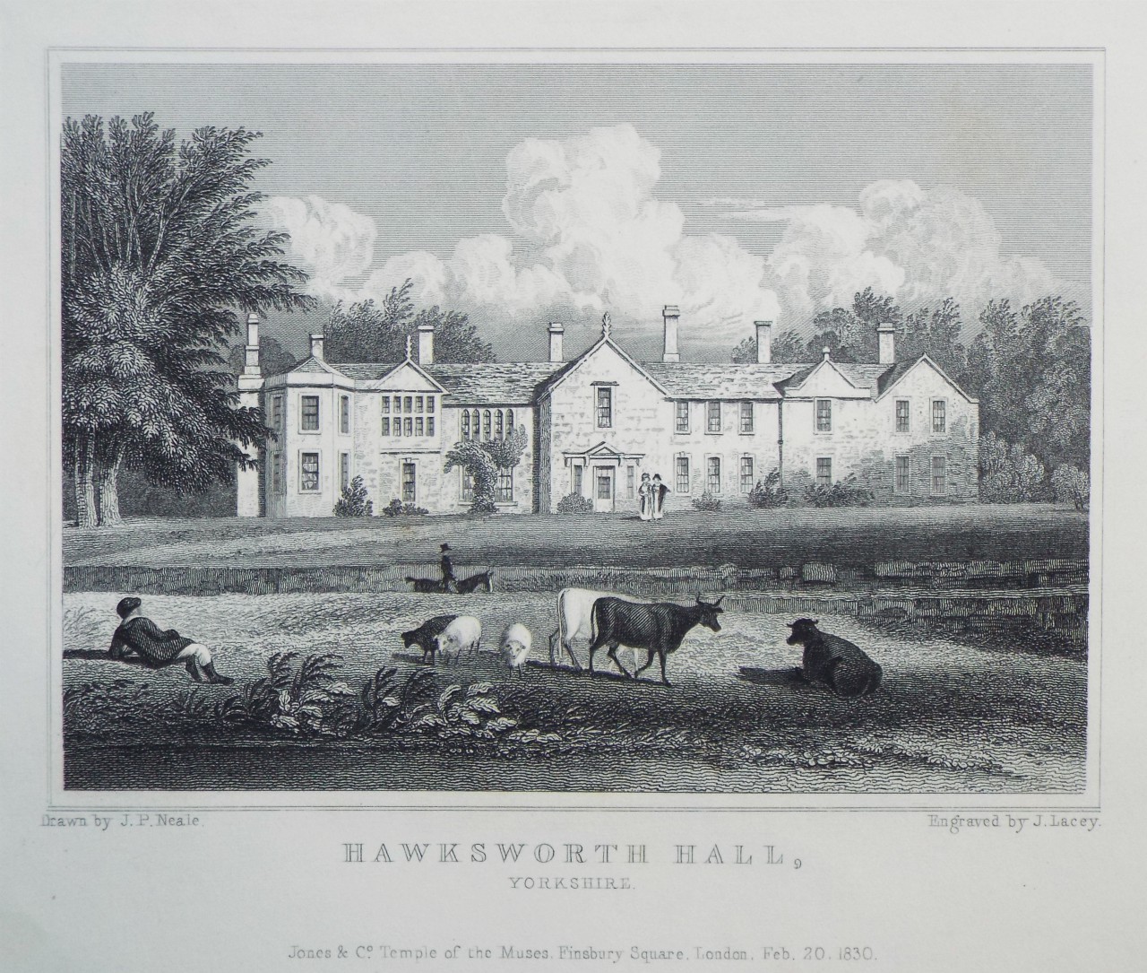 Print - Hawksworth Hall, Yorkshire. - Lacey