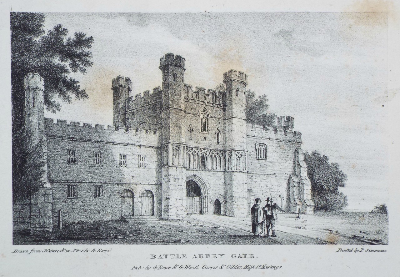 Lithograph - Battle Abbey Gate. - Rowe