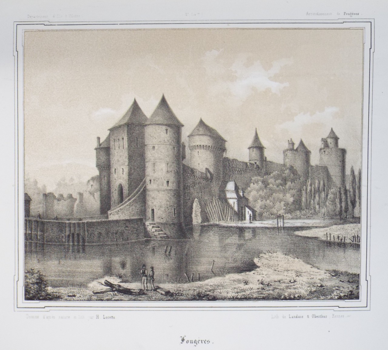 Lithograph - Fougeres. - Lorette