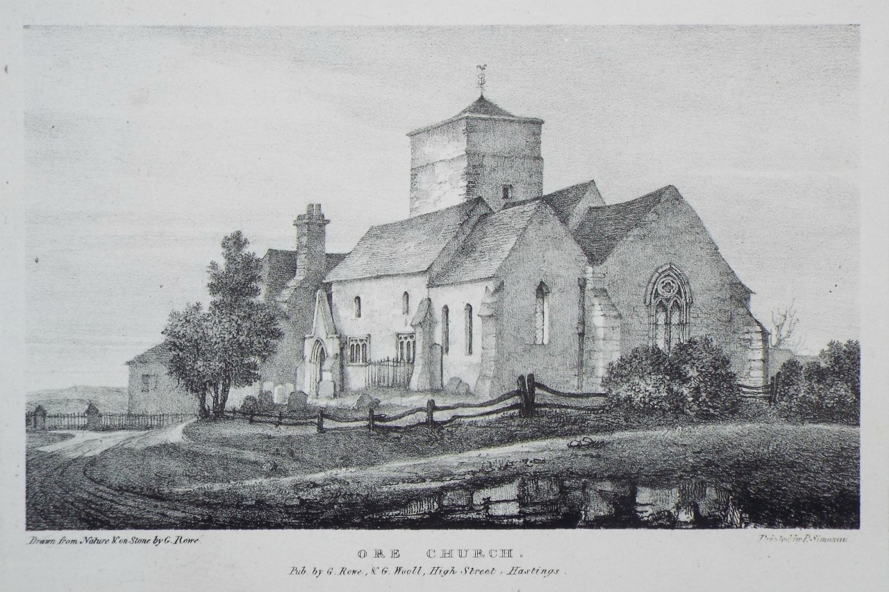 Lithograph - Ore Church, Sussex. - Rowe