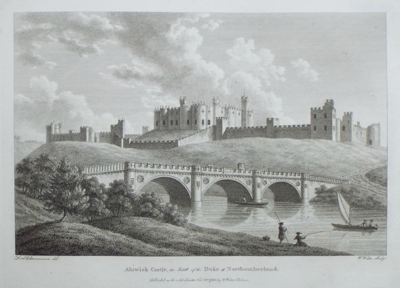 Print - Alnwick Castle, Seat of the Duke of Northumberland. - Watts