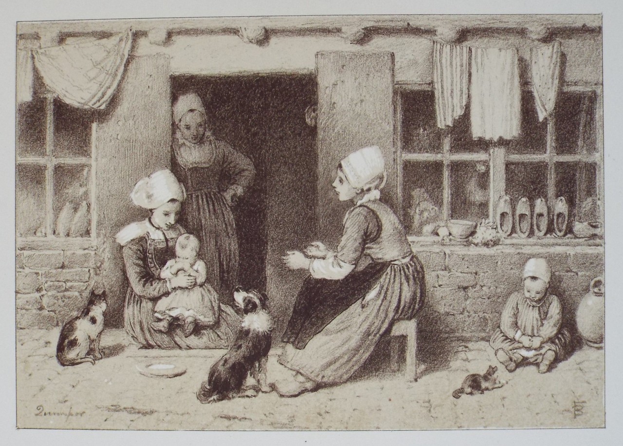 Lithograph - A Family Group. Quimper. - Foster