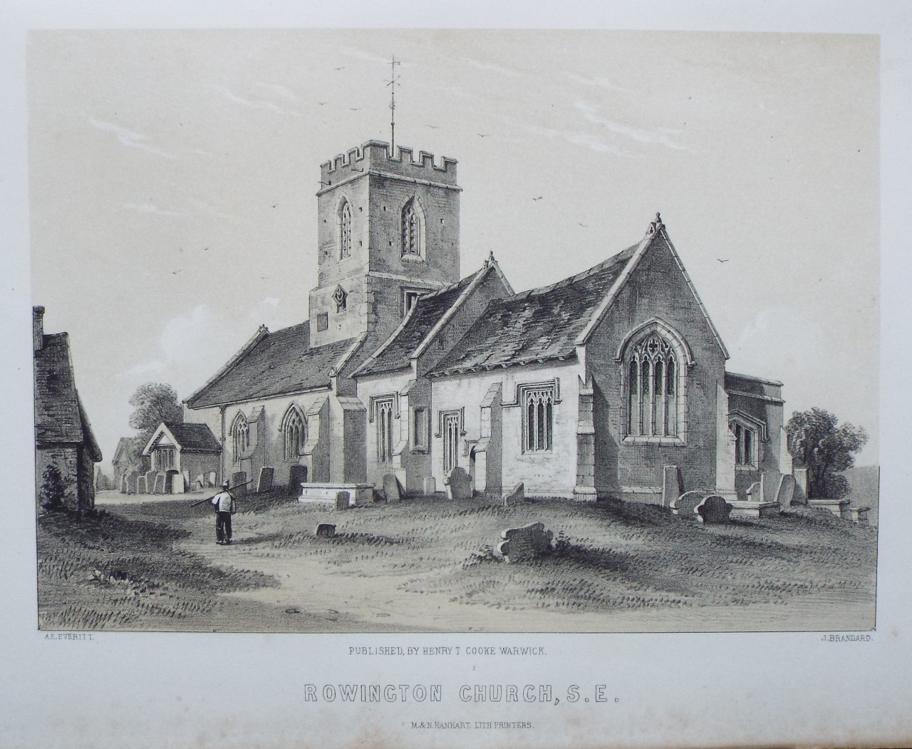 Lithograph - Rowington Church, S. E. - Brandard