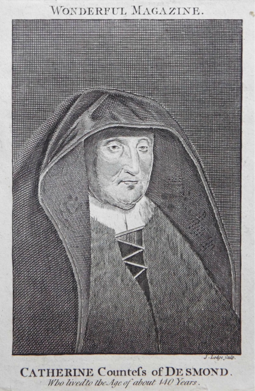 Print - Catherine Countess of Desmond. Who lived to the Age of about 140 Years. - Lodge