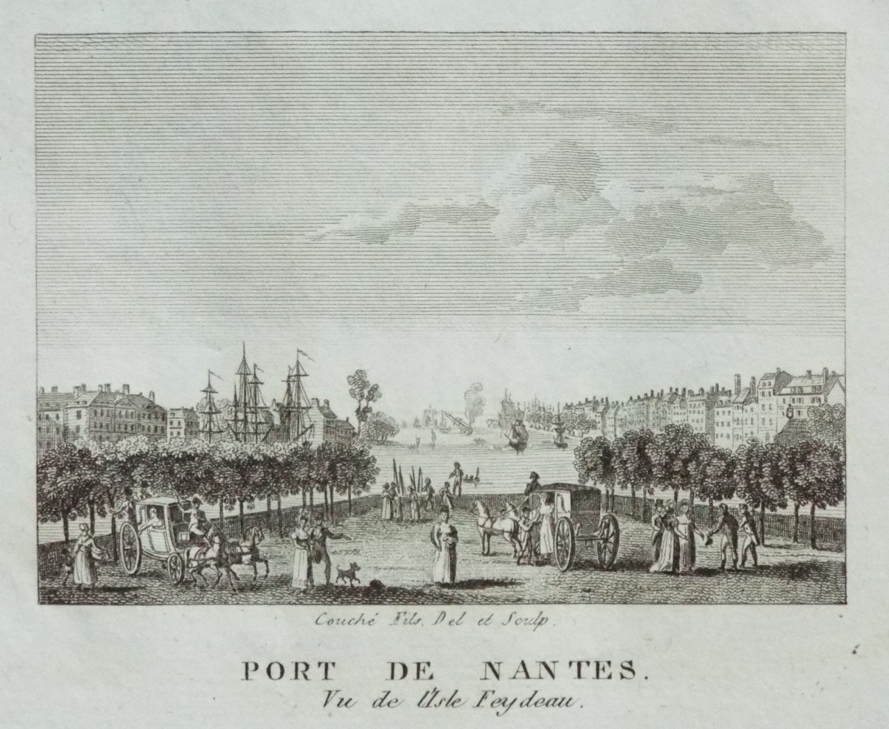 Print - Port de Nantes. Vu de l'Isle Feydeau. - Couche