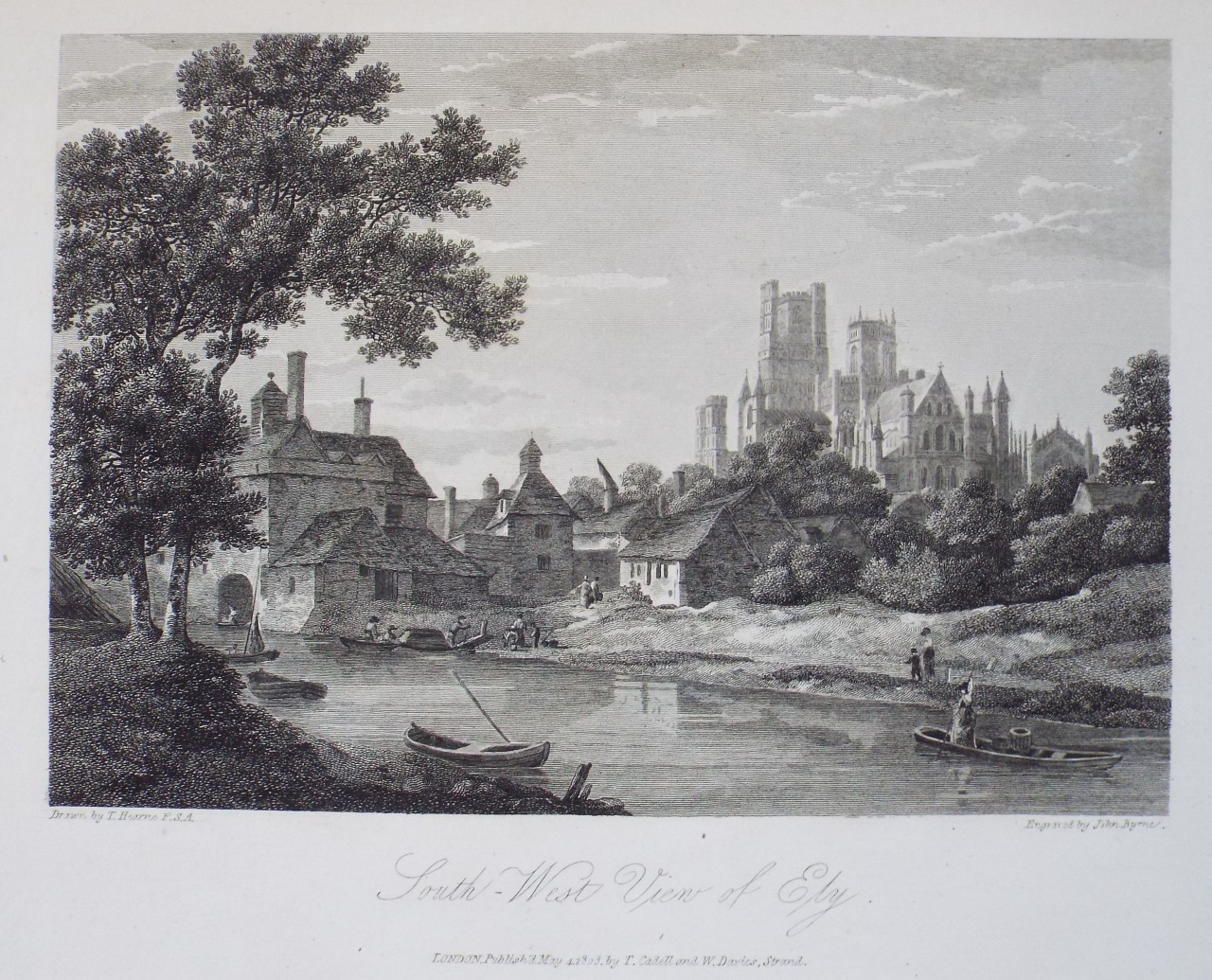 Print - South West View of Ely. - Byrne